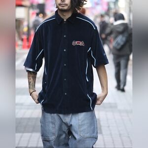 Vintage Platnium Fubu Fat Albert Velour Warm Up Top Blue Y2K Size Medium